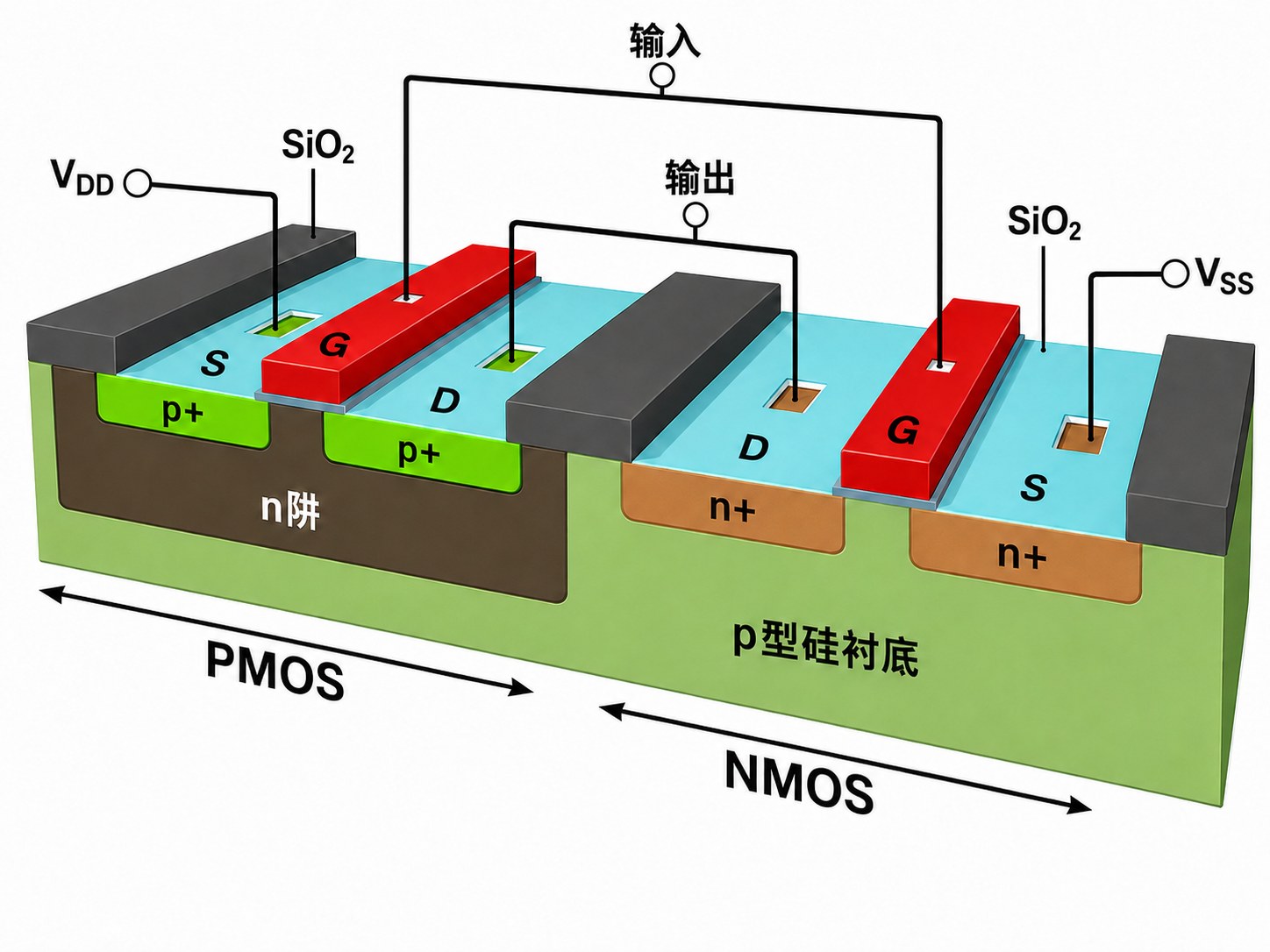 CMOS 互补结构示意图