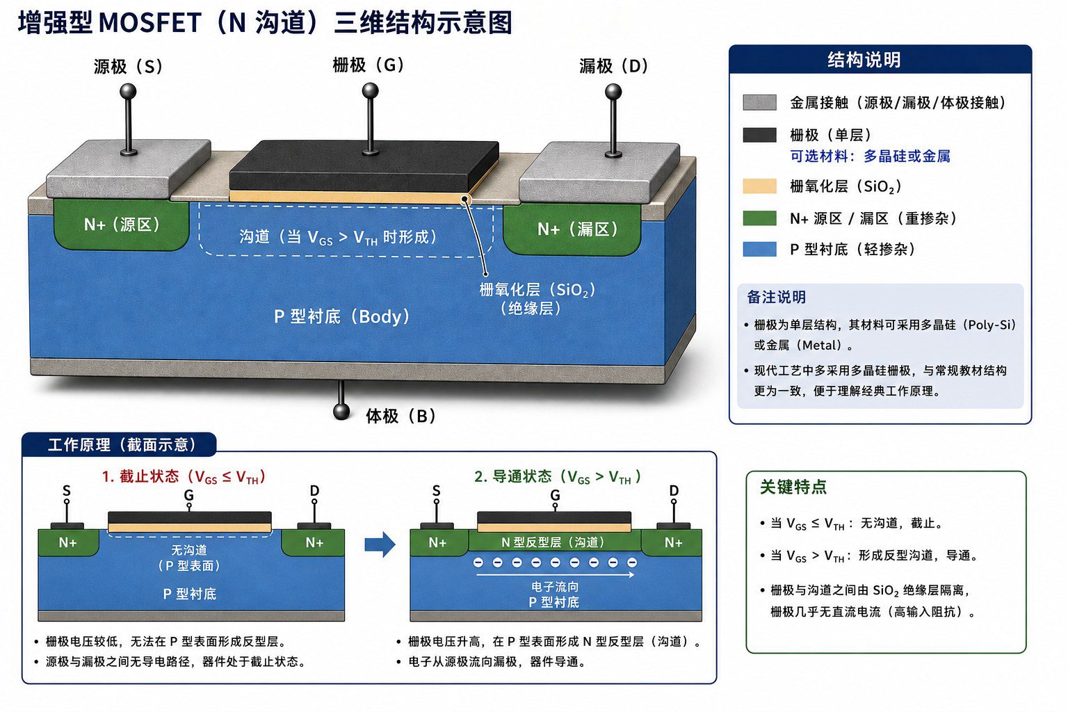 MOSFET 立体结构示意图